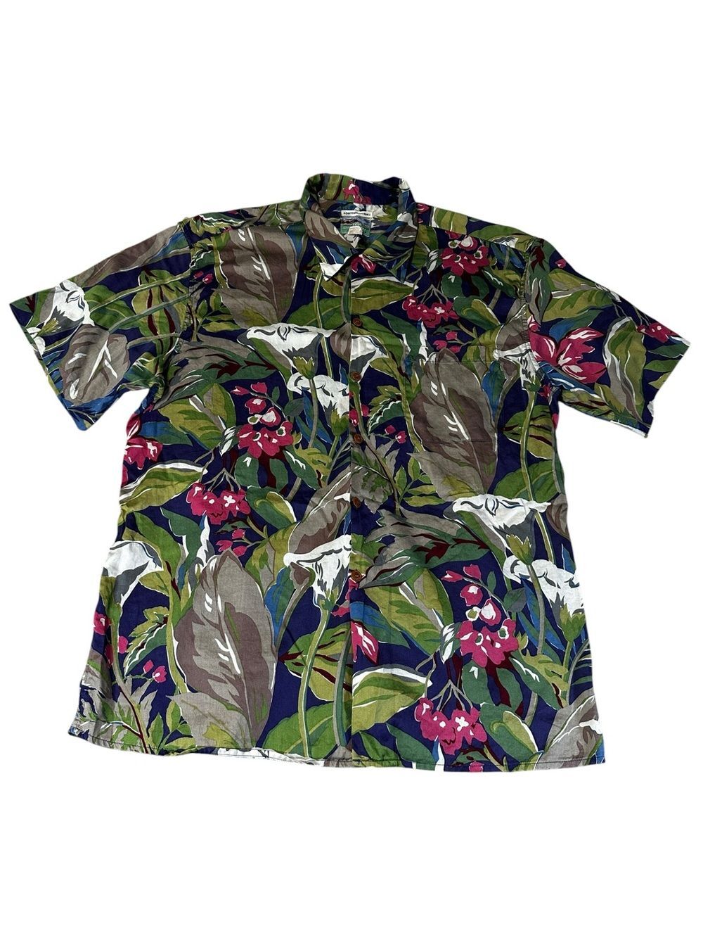 VTG Reyn Spooner 2XL Hawaiian Aloha Shirt Egyptian Cotton Floral Tropical Resort